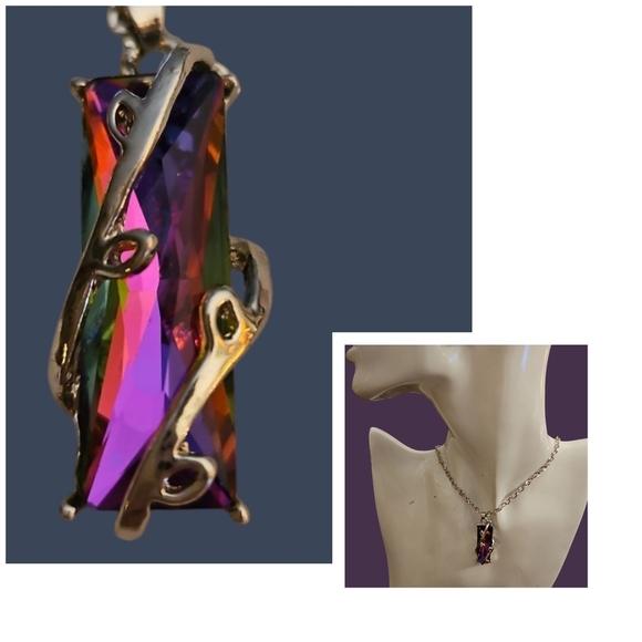 Elegant Mystic Rainbow Crystal Necklace - Picture 1 of 5